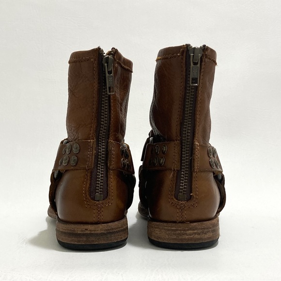 Frye Phillip Studded Harness Boot Cognac - Rounded Toe, size 6.5 - Picture 9 of 12